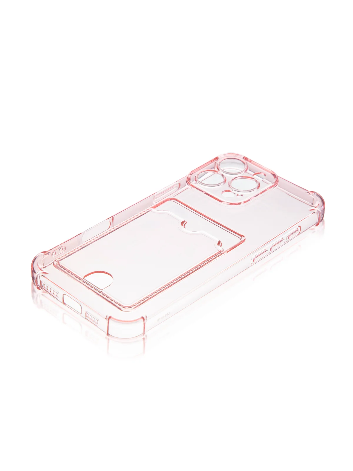 Красный чехол для iPhone 16, Pro, Max, Plus противоударный BROSCORP, карман для карт, защита углов