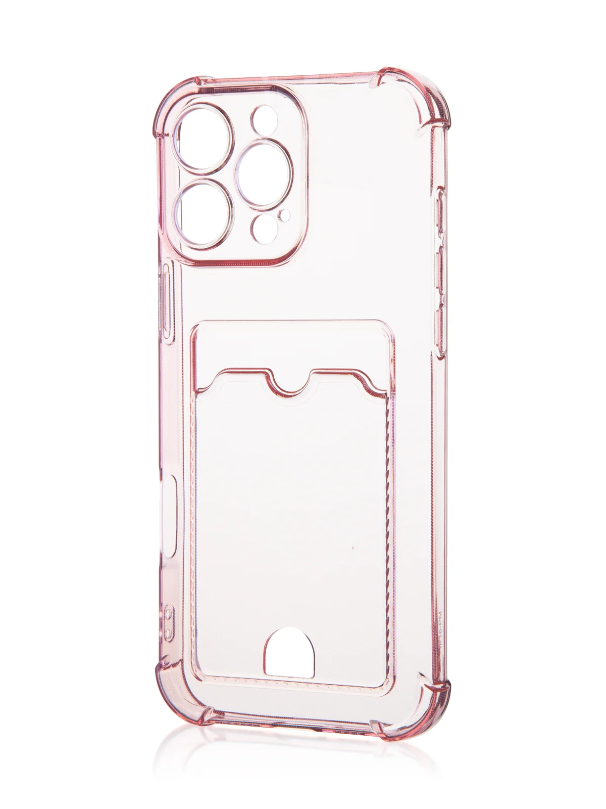 Красный чехол для iPhone 16, Pro, Max, Plus противоударный BROSCORP, карман для карт, защита углов