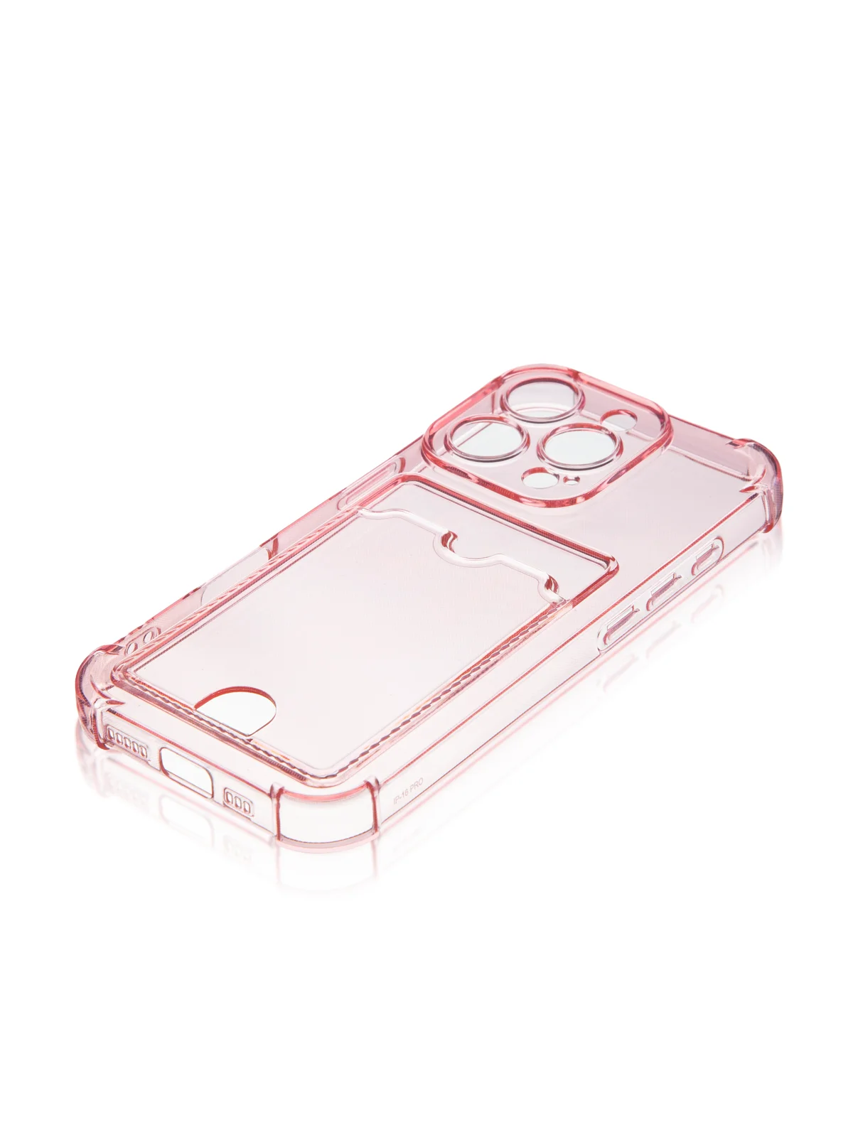 Красный чехол для iPhone 16, Pro, Max, Plus противоударный BROSCORP, карман для карт, защита углов