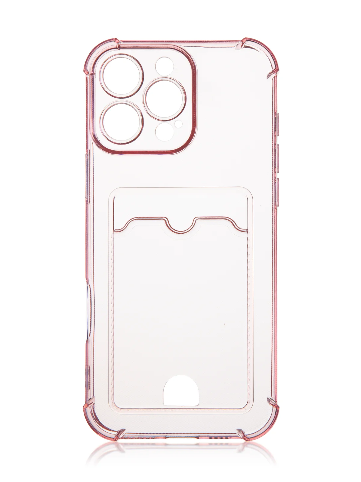 Красный чехол для iPhone 16, Pro, Max, Plus противоударный BROSCORP, карман для карт, защита углов