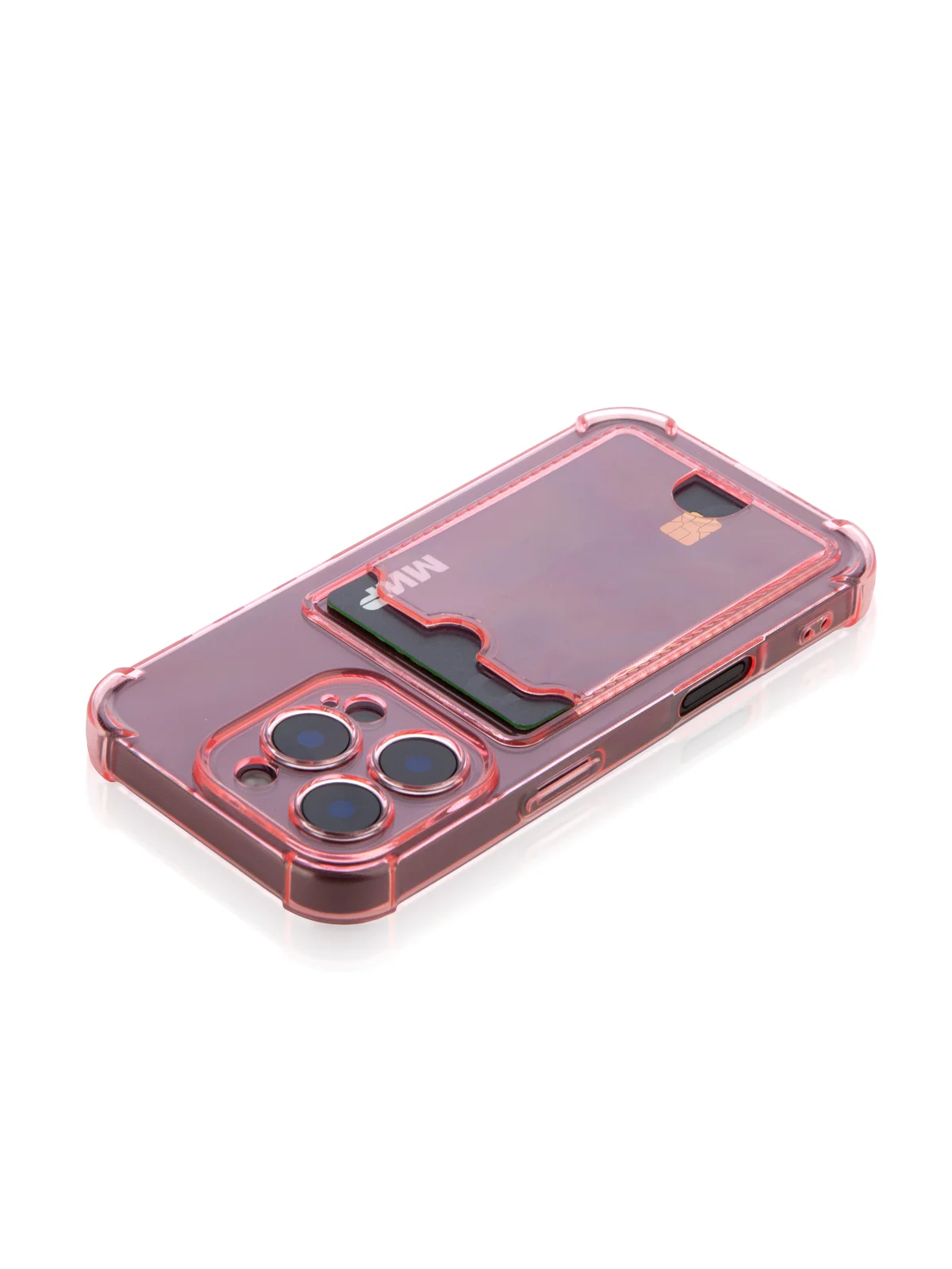 Красный чехол для iPhone 16, Pro, Max, Plus противоударный BROSCORP, карман для карт, защита углов