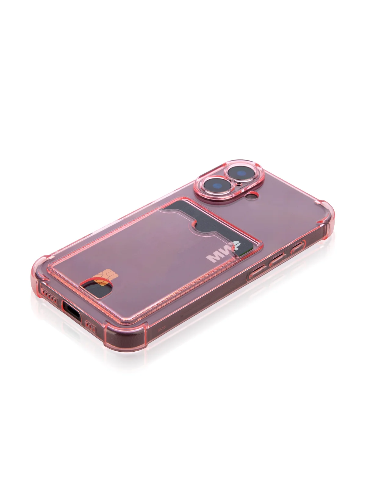 Красный чехол для iPhone 16, Pro, Max, Plus противоударный BROSCORP, карман для карт, защита углов