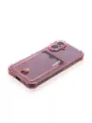 Красный чехол для iPhone 16, Pro, Max, Plus противоударный BROSCORP, карман для карт, защита углов
