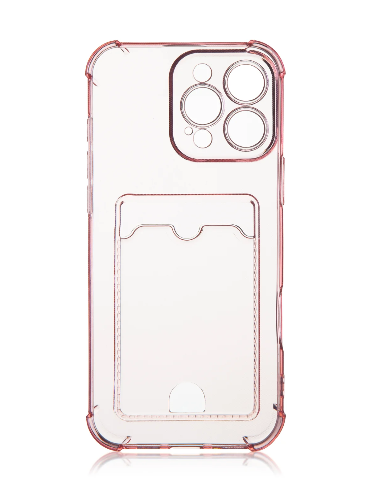 Красный чехол для iPhone 16, Pro, Max, Plus противоударный BROSCORP, карман для карт, защита углов