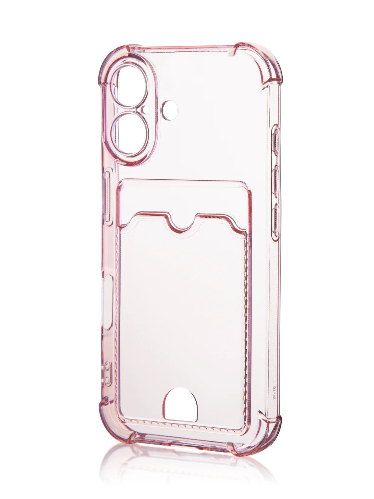 Красный чехол для iPhone 16, Pro, Max, Plus противоударный BROSCORP, карман для карт, защита углов