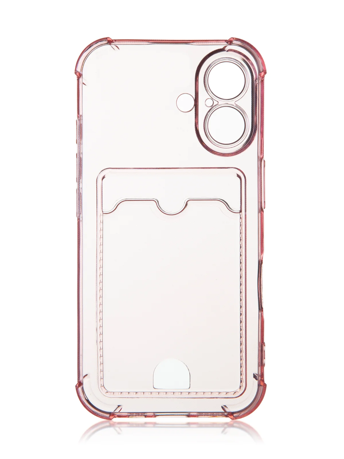 Красный чехол для iPhone 16, Pro, Max, Plus противоударный BROSCORP, карман для карт, защита углов