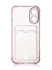 Красный чехол для iPhone 16, Pro, Max, Plus противоударный BROSCORP, карман для карт, защита углов