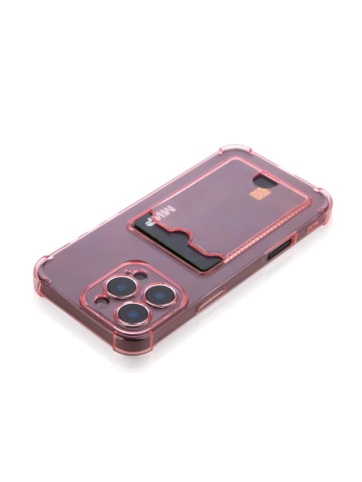 Красный чехол для iPhone 16, Pro, Max, Plus противоударный BROSCORP, карман для карт, защита углов