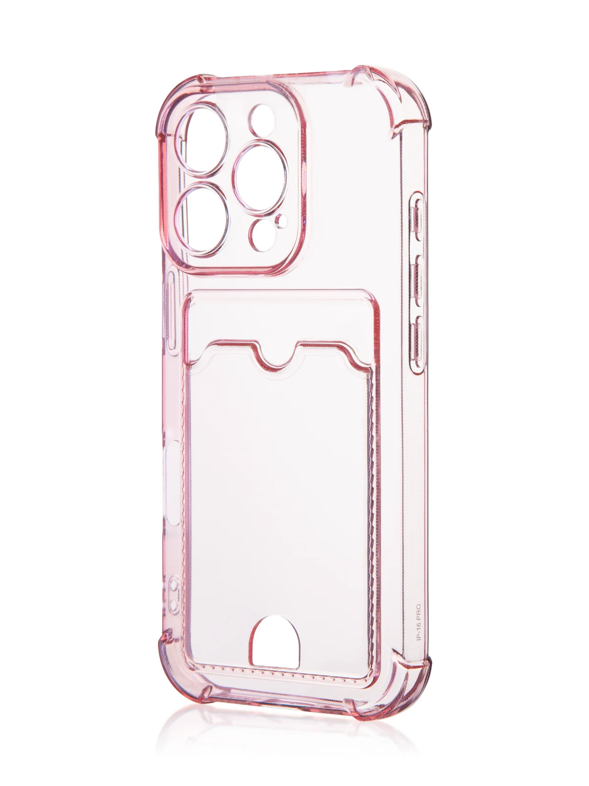 Красный чехол для iPhone 16, Pro, Max, Plus противоударный BROSCORP, карман для карт, защита углов