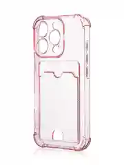 Красный чехол для iPhone 16, Pro, Max, Plus противоударный BROSCORP, карман для карт, защита углов
