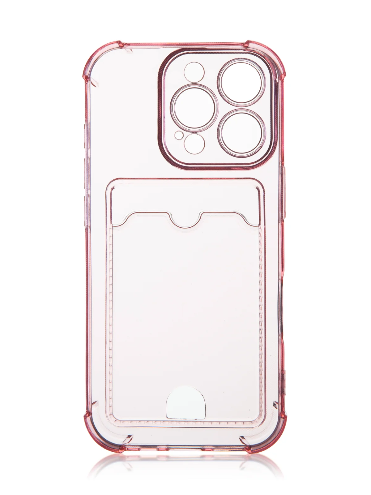 Красный чехол для iPhone 16, Pro, Max, Plus противоударный BROSCORP, карман для карт, защита углов