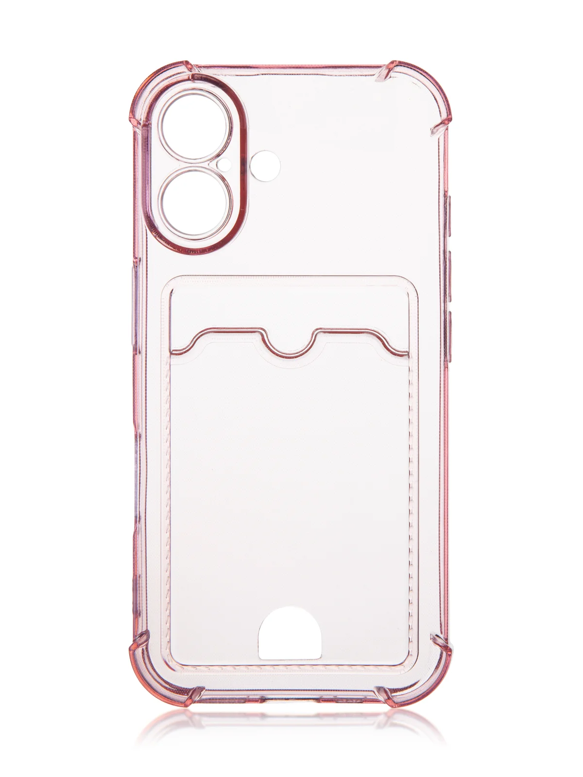 Красный чехол для iPhone 16, Pro, Max, Plus противоударный BROSCORP, карман для карт, защита углов