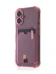 Красный чехол для iPhone 16, Pro, Max, Plus противоударный BROSCORP, карман для карт, защита углов