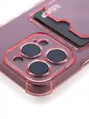 Красный чехол для iPhone 16, Pro, Max, Plus противоударный BROSCORP, карман для карт, защита углов