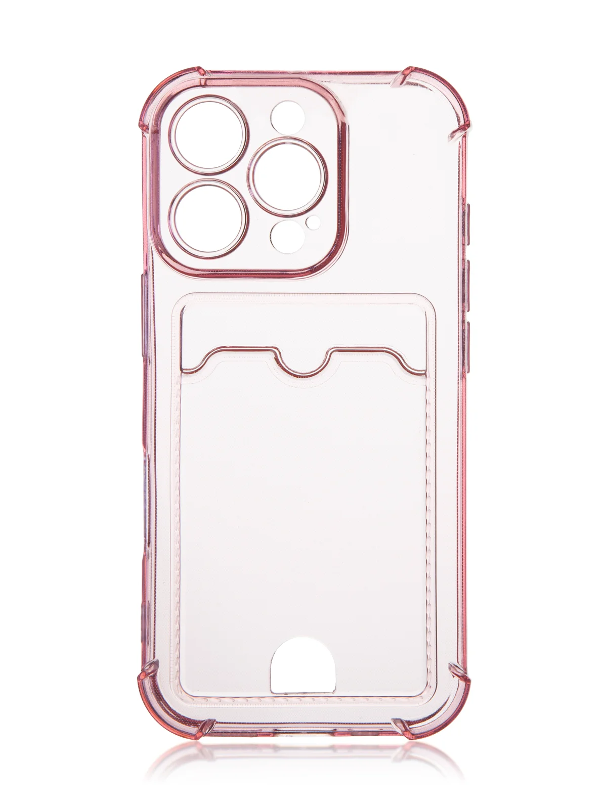 Красный чехол для iPhone 16, Pro, Max, Plus противоударный BROSCORP, карман для карт, защита углов