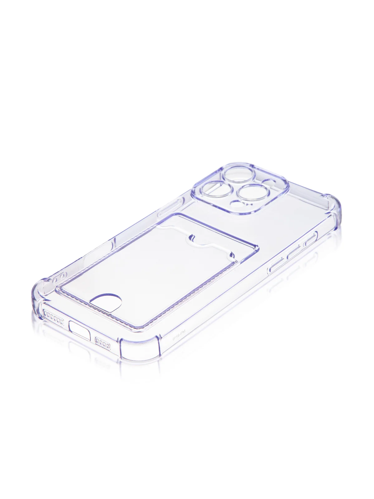 Фиолетовый чехол для iPhone 16, Pro, Max, Plus противоударный BROSCORP, карман для карт, защита углов