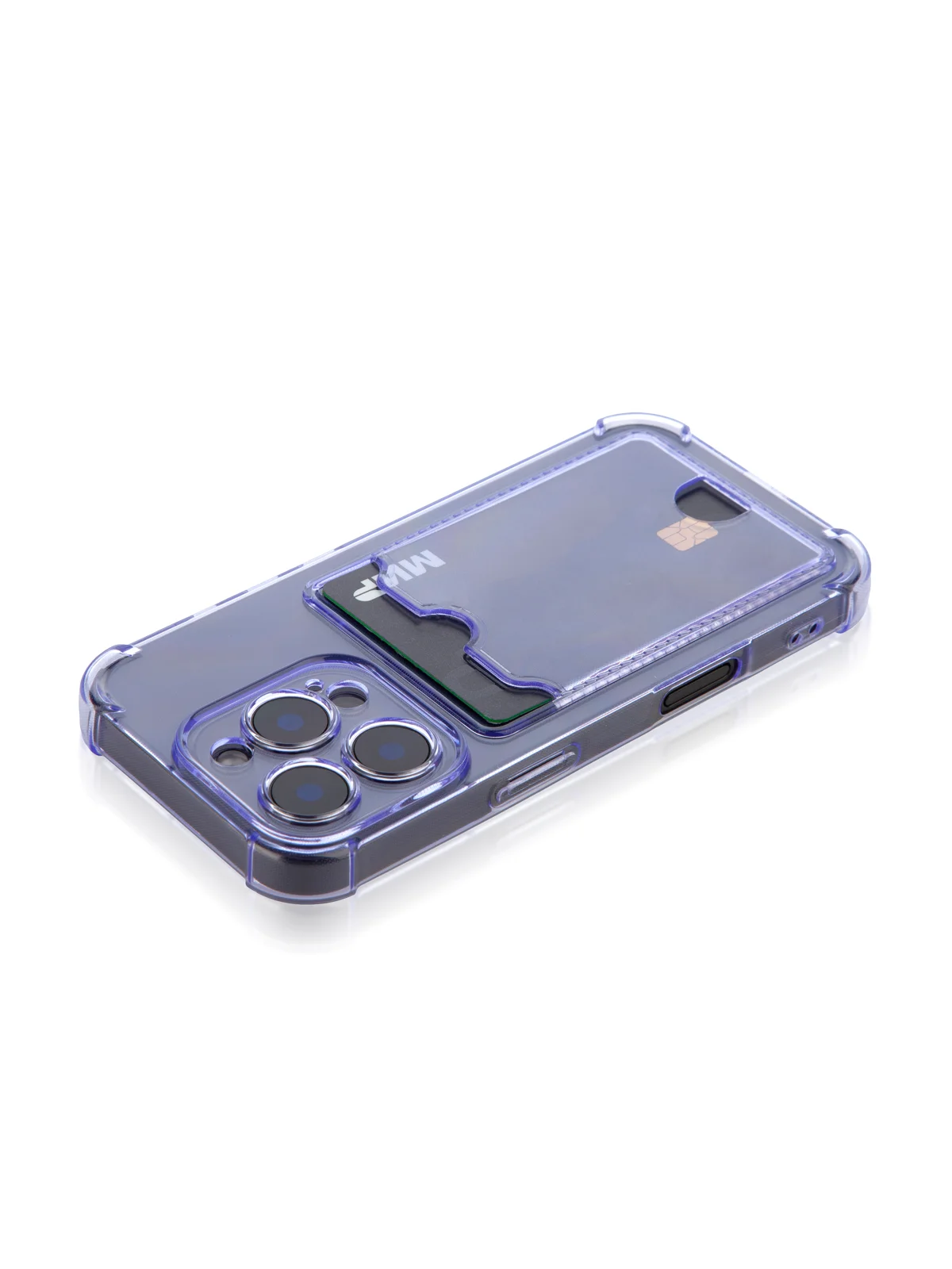 Фиолетовый чехол для iPhone 16, Pro, Max, Plus противоударный BROSCORP, карман для карт, защита углов