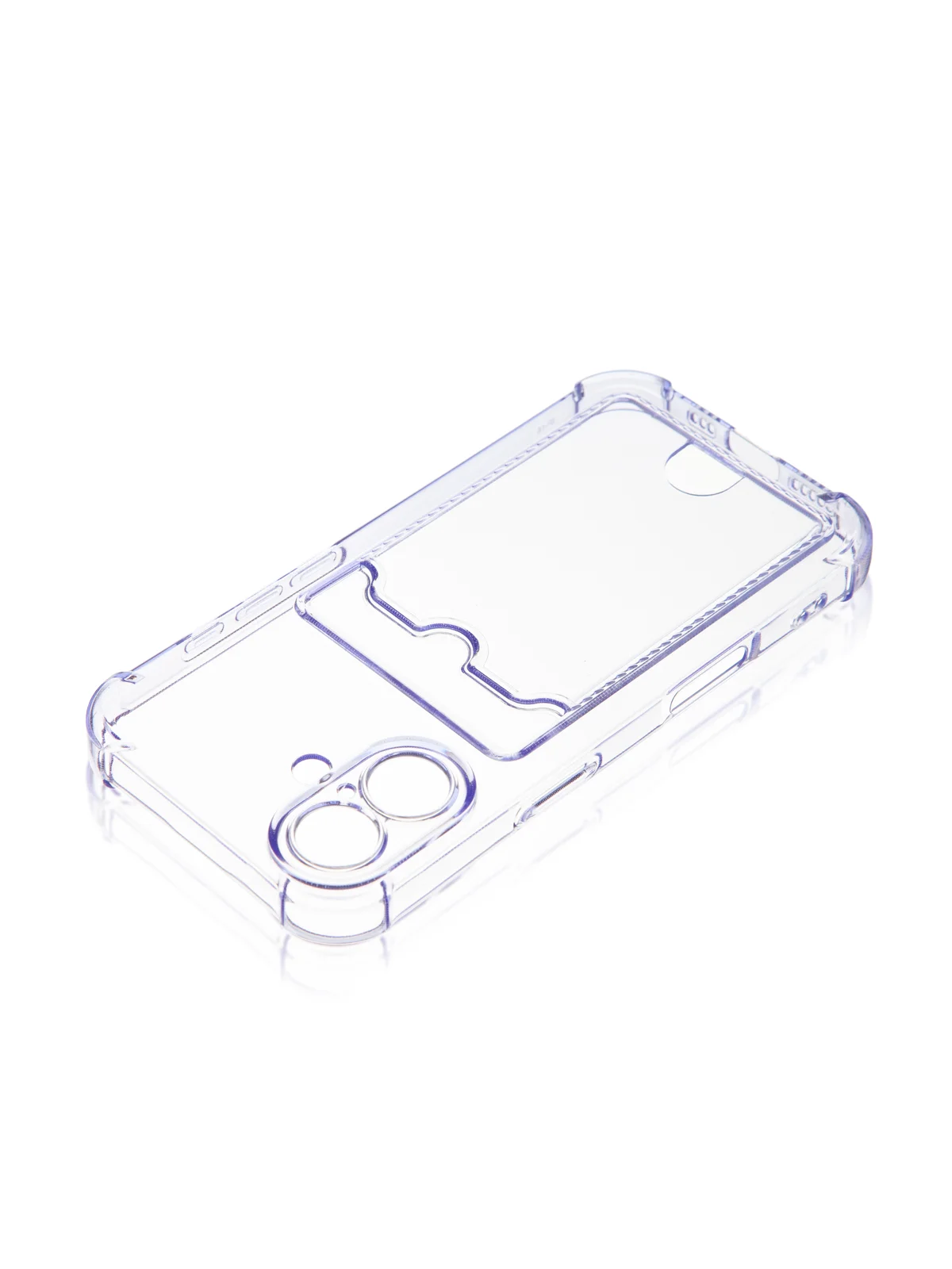 Фиолетовый чехол для iPhone 16, Pro, Max, Plus противоударный BROSCORP, карман для карт, защита углов