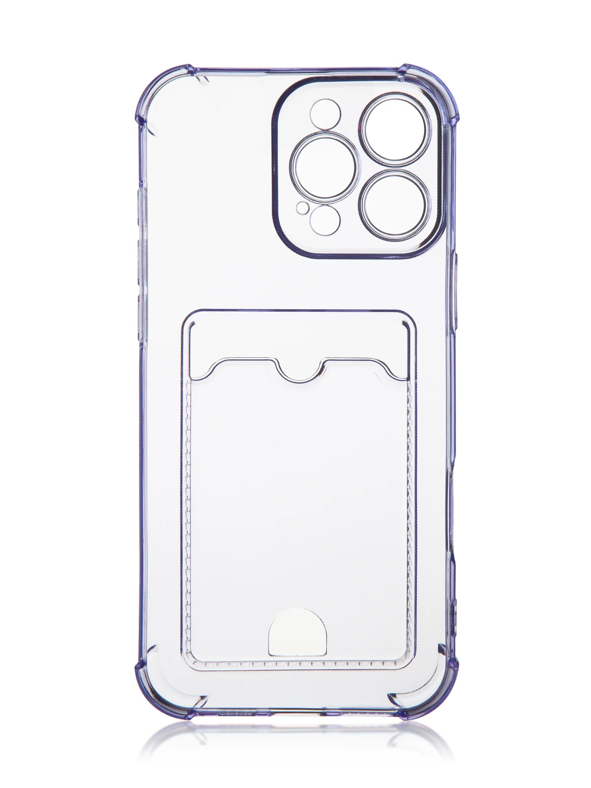 Фиолетовый чехол для iPhone 16, Pro, Max, Plus противоударный BROSCORP, карман для карт, защита углов