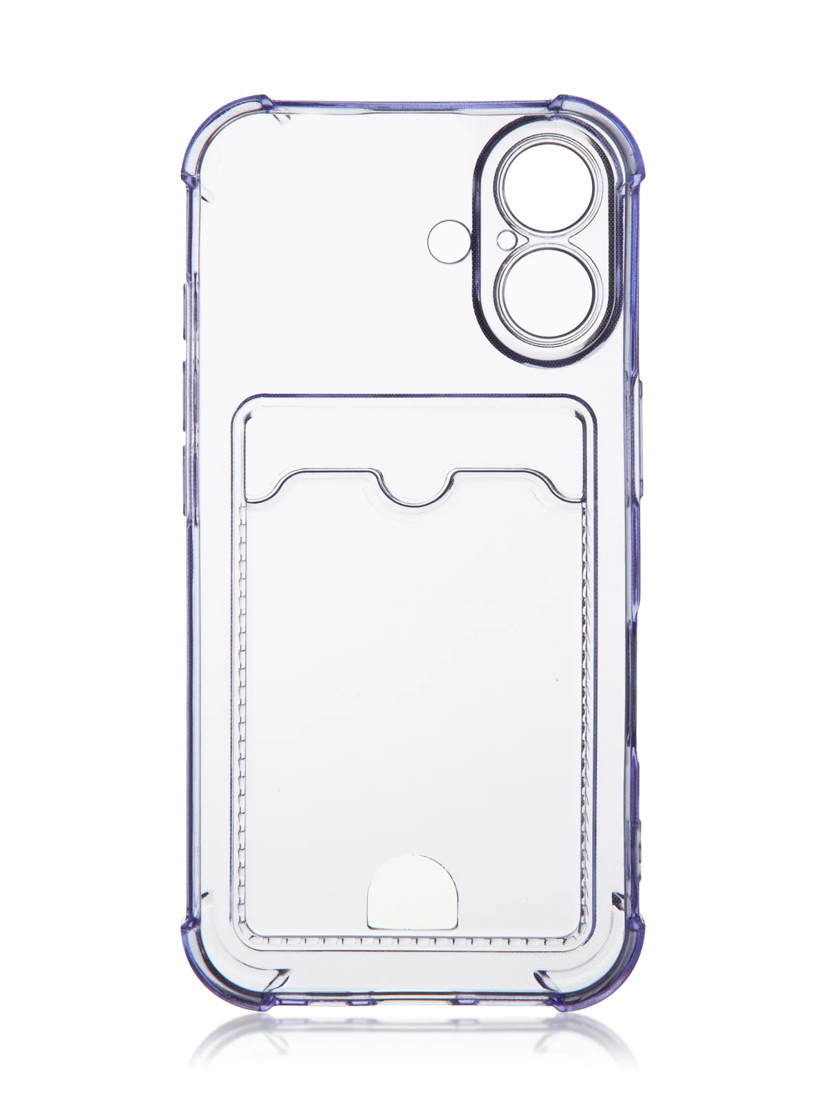 Фиолетовый чехол для iPhone 16, Pro, Max, Plus противоударный BROSCORP, карман для карт, защита углов