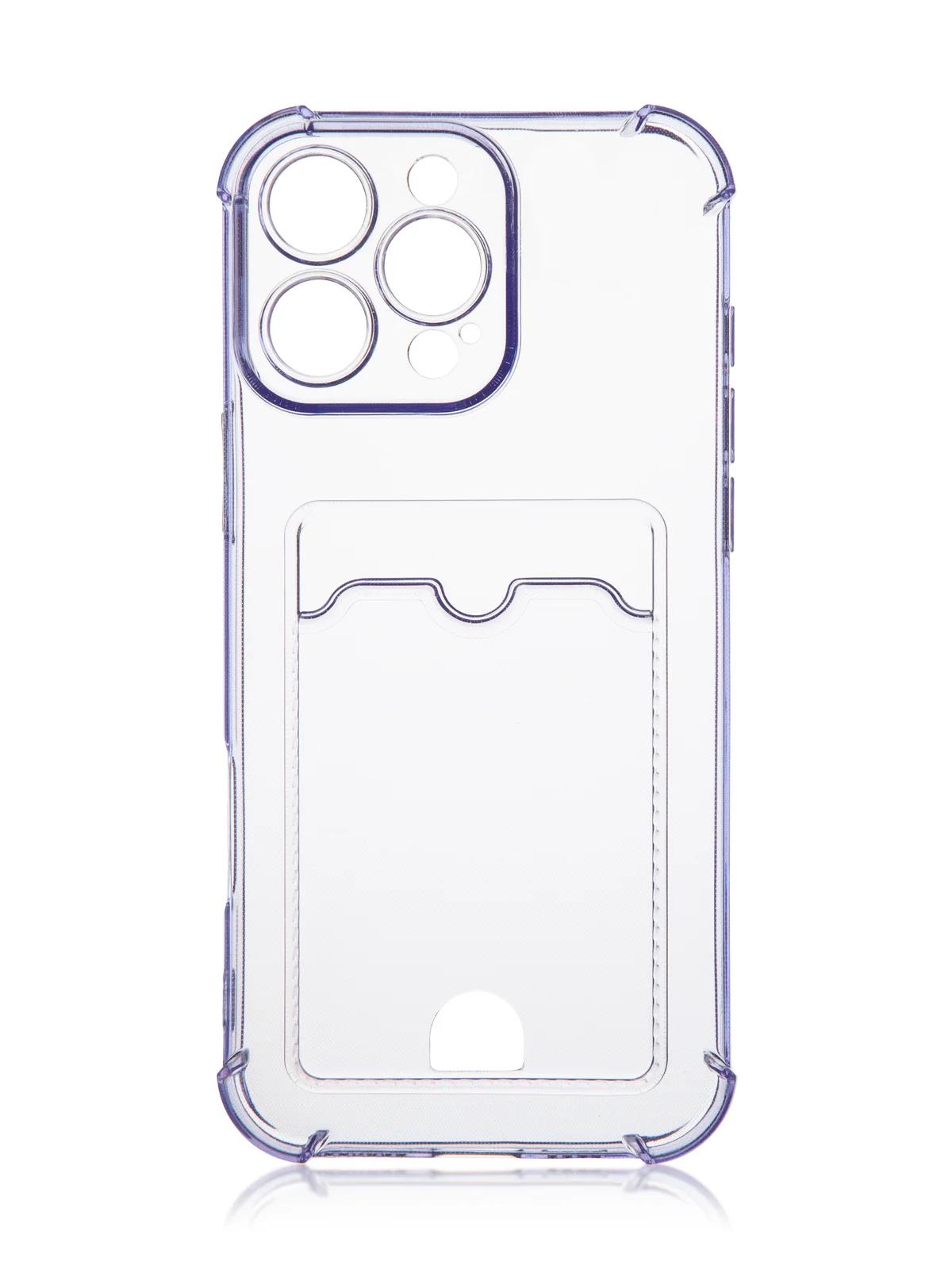 Фиолетовый чехол для iPhone 16, Pro, Max, Plus противоударный BROSCORP, карман для карт, защита углов