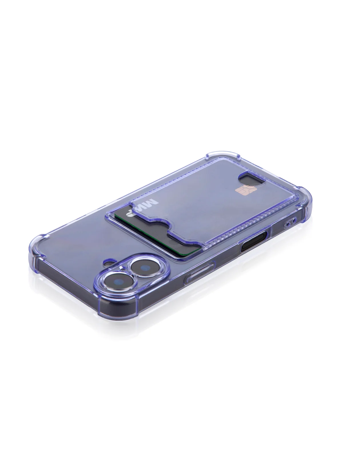 Фиолетовый чехол для iPhone 16, Pro, Max, Plus противоударный BROSCORP, карман для карт, защита углов