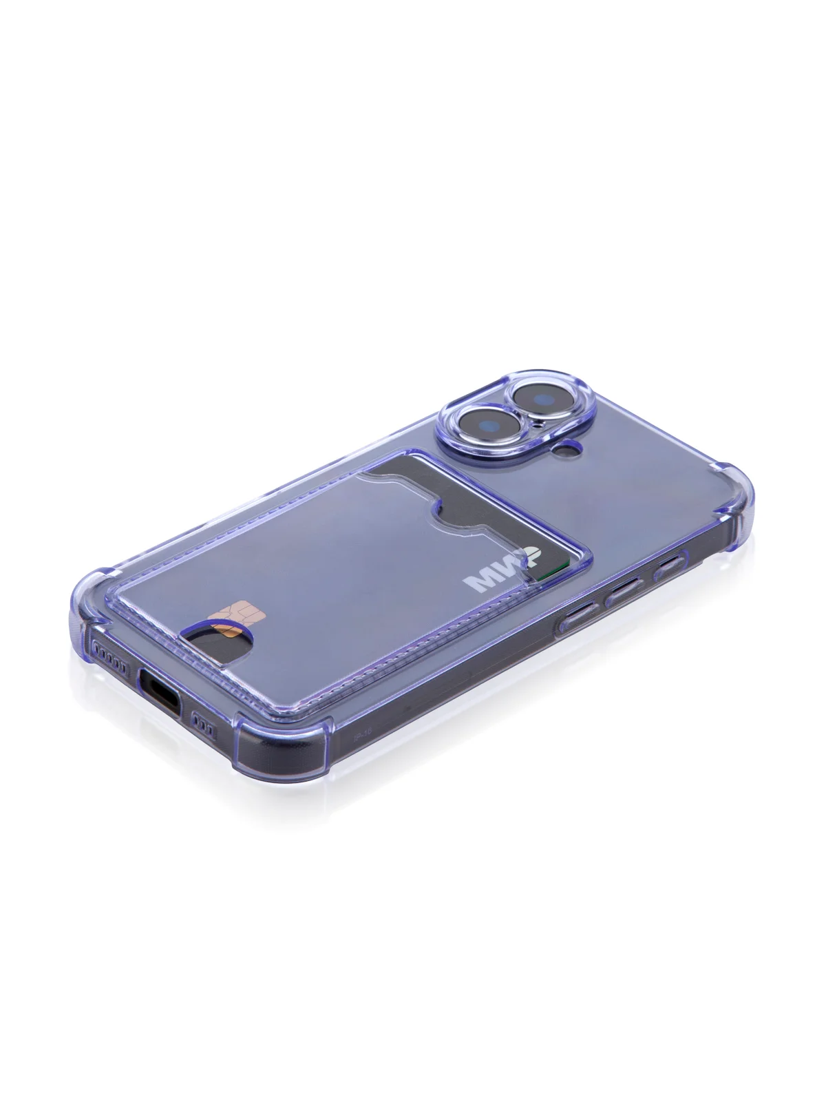 Фиолетовый чехол для iPhone 16, Pro, Max, Plus противоударный BROSCORP, карман для карт, защита углов