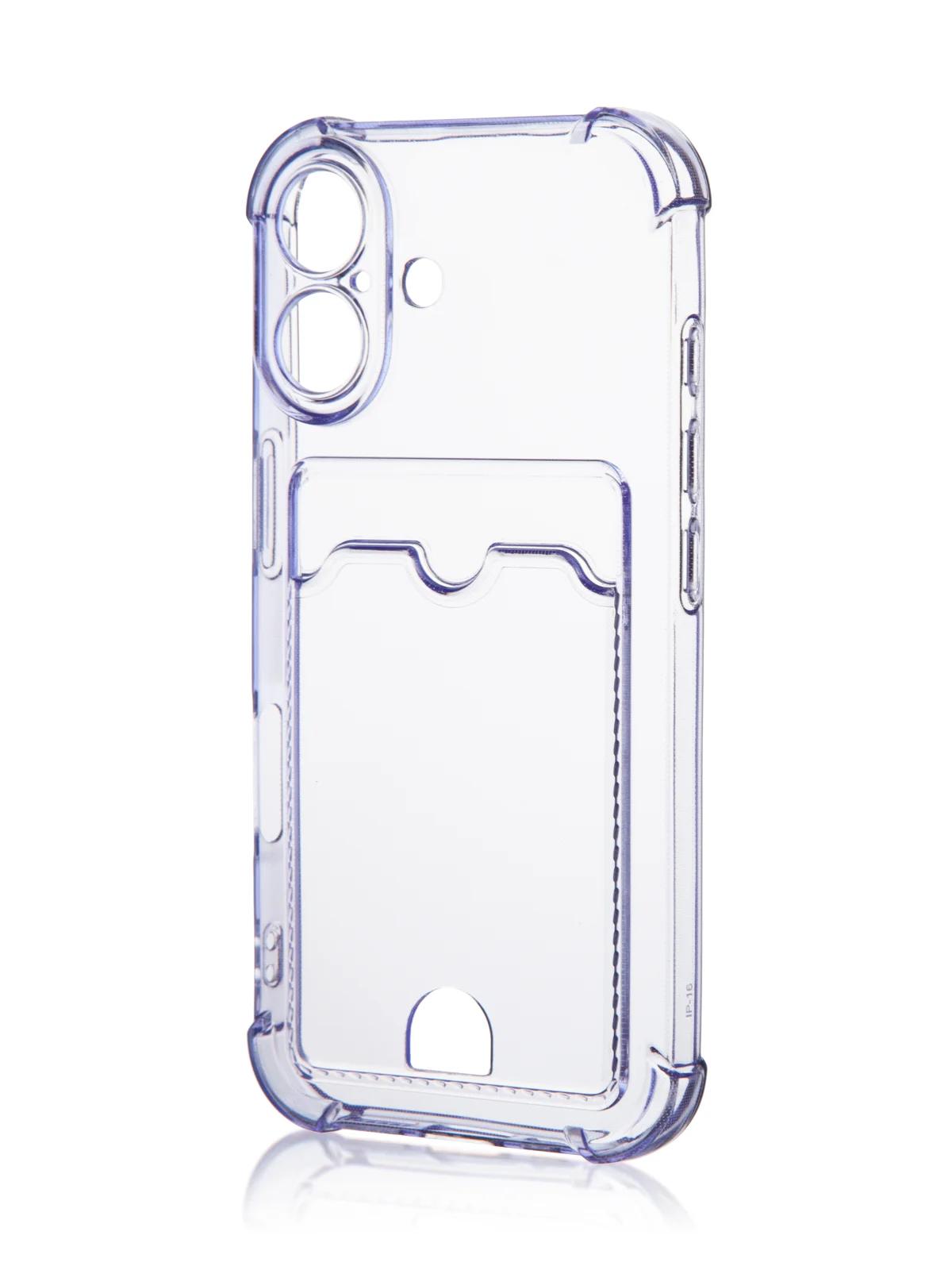 Фиолетовый чехол для iPhone 16, Pro, Max, Plus противоударный BROSCORP, карман для карт, защита углов