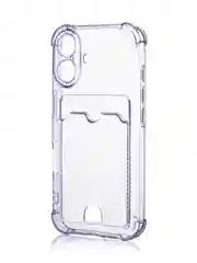 Фиолетовый чехол для iPhone 16, Pro, Max, Plus противоударный BROSCORP, карман для карт, защита углов