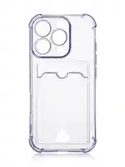 Фиолетовый чехол для iPhone 16, Pro, Max, Plus противоударный BROSCORP, карман для карт, защита углов
