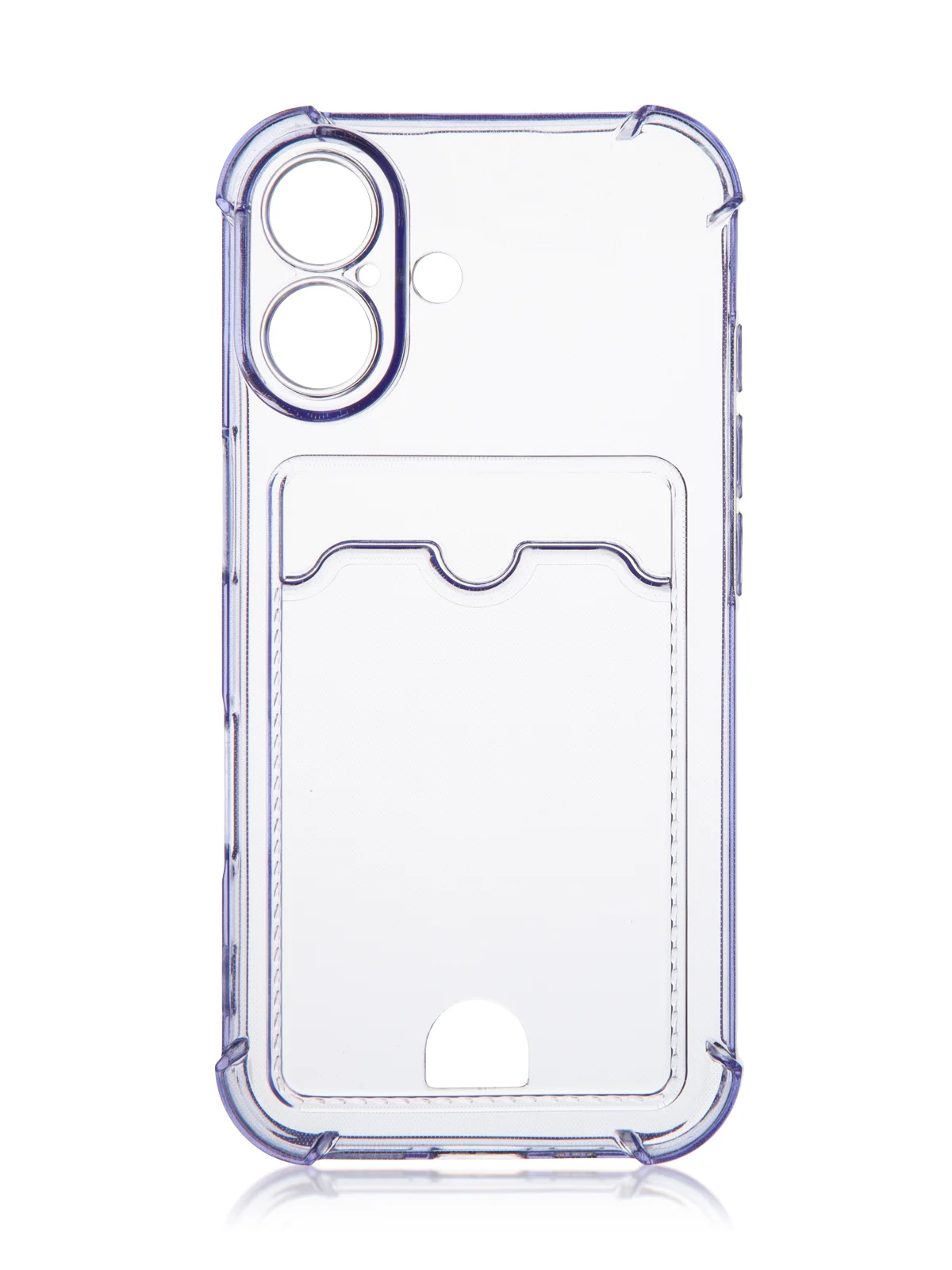 Фиолетовый чехол для iPhone 16, Pro, Max, Plus противоударный BROSCORP, карман для карт, защита углов