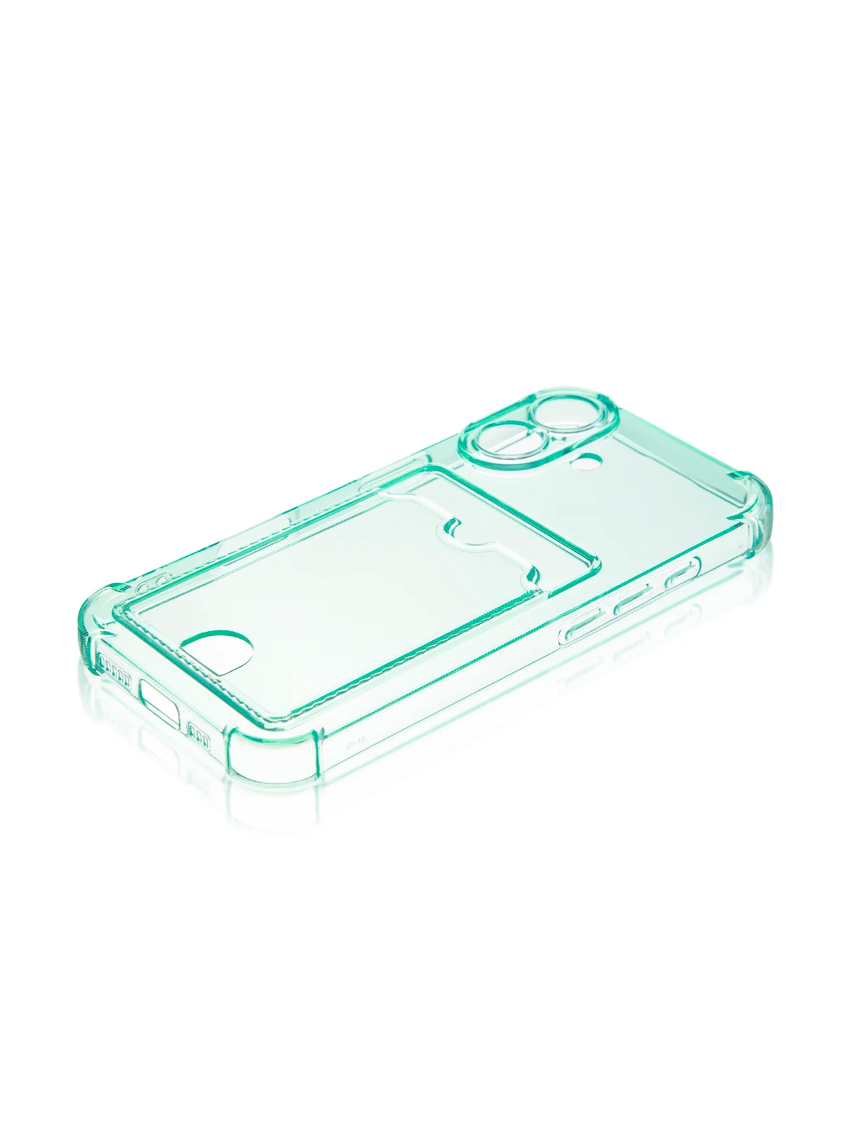 Зеленый чехол для iPhone 16, Pro, Max, Plus противоударный BROSCORP, карман для карт, защита углов