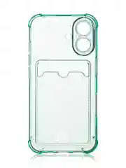Зеленый чехол для iPhone 16, Pro, Max, Plus противоударный BROSCORP, карман для карт, защита углов