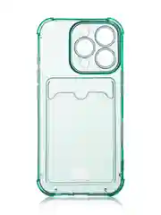Зеленый чехол для iPhone 16, Pro, Max, Plus противоударный BROSCORP, карман для карт, защита углов