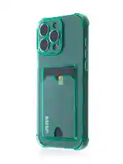 Зеленый чехол для iPhone 16, Pro, Max, Plus противоударный BROSCORP, карман для карт, защита углов