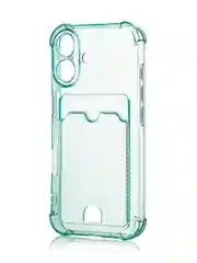 Зеленый чехол для iPhone 16, Pro, Max, Plus противоударный BROSCORP, карман для карт, защита углов