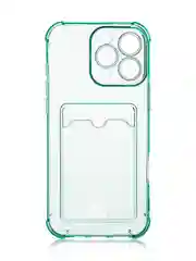 Зеленый чехол для iPhone 16, Pro, Max, Plus противоударный BROSCORP, карман для карт, защита углов