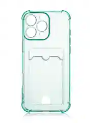 Зеленый чехол для iPhone 16, Pro, Max, Plus противоударный BROSCORP, карман для карт, защита углов