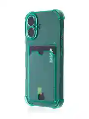 Зеленый чехол для iPhone 16, Pro, Max, Plus противоударный BROSCORP, карман для карт, защита углов