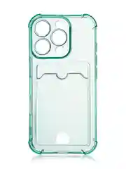 Зеленый чехол для iPhone 16, Pro, Max, Plus противоударный BROSCORP, карман для карт, защита углов