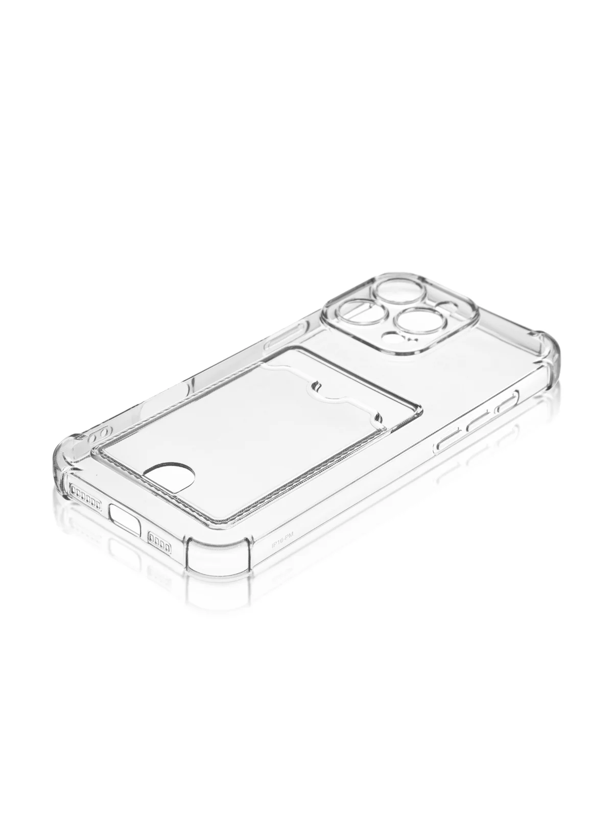 Прозрачный чехол для iPhone 16, Pro, Max, Plus противоударный BROSCORP, карман для карт, защита углов
