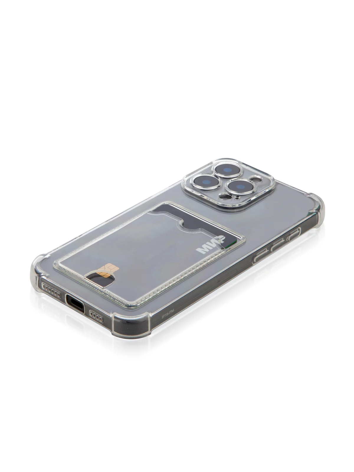 Прозрачный чехол для iPhone 16, Pro, Max, Plus противоударный BROSCORP, карман для карт, защита углов