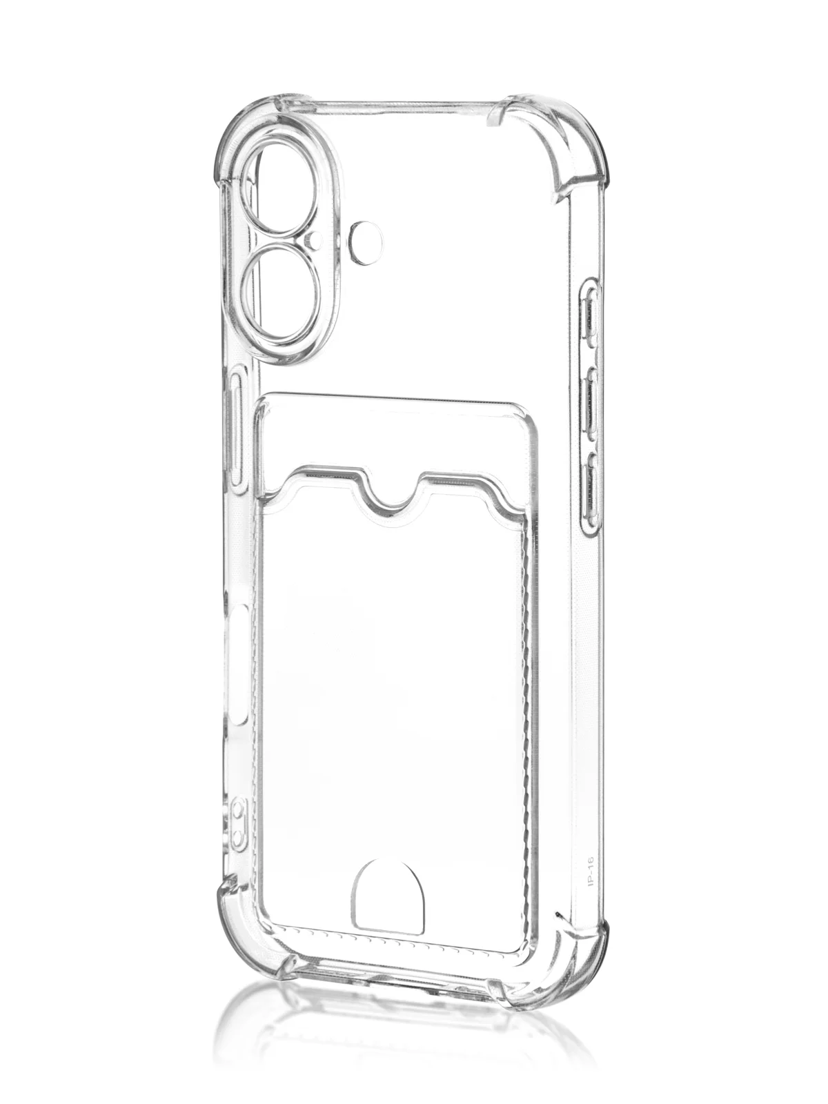 Прозрачный чехол для iPhone 16, Pro, Max, Plus противоударный BROSCORP, карман для карт, защита углов