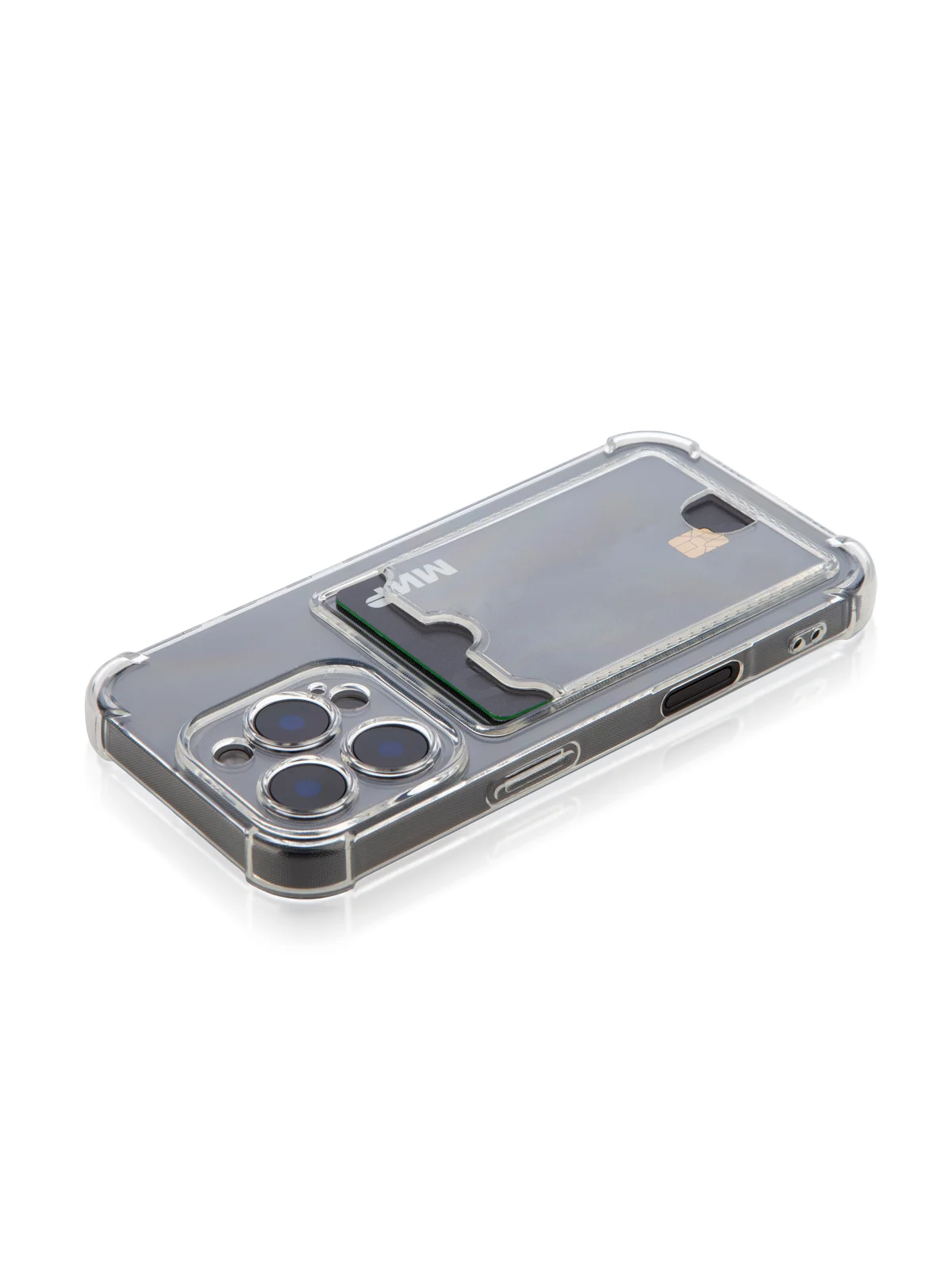 Прозрачный чехол для iPhone 16, Pro, Max, Plus противоударный BROSCORP, карман для карт, защита углов