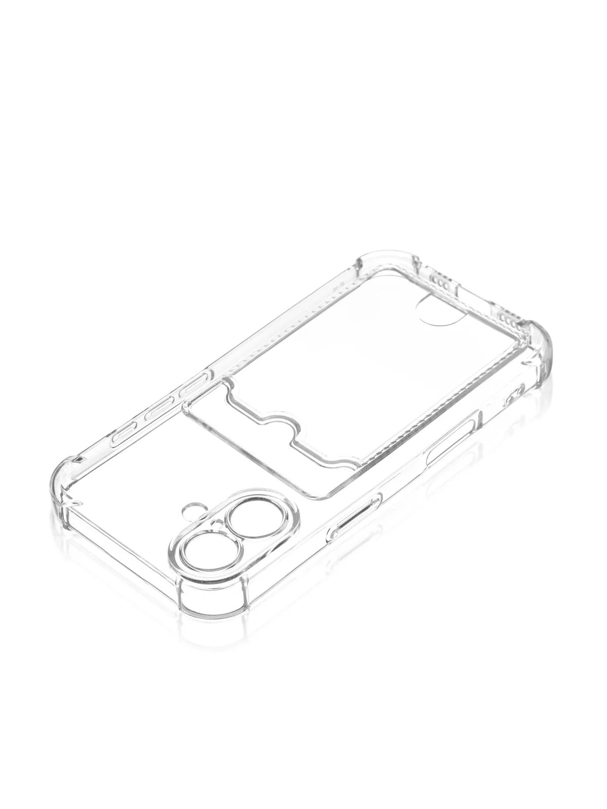Прозрачный чехол для iPhone 16, Pro, Max, Plus противоударный BROSCORP, карман для карт, защита углов