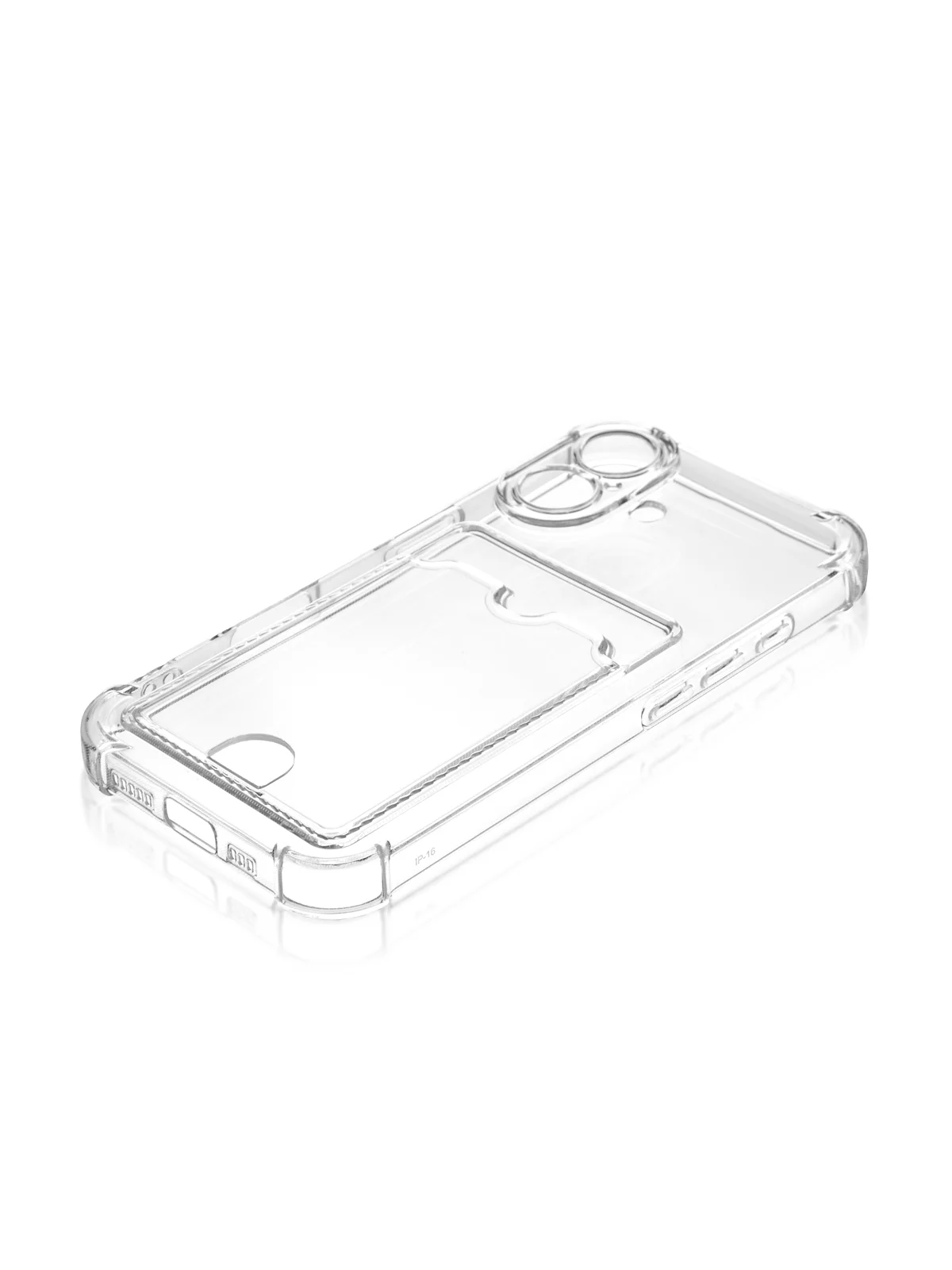 Прозрачный чехол для iPhone 16, Pro, Max, Plus противоударный BROSCORP, карман для карт, защита углов