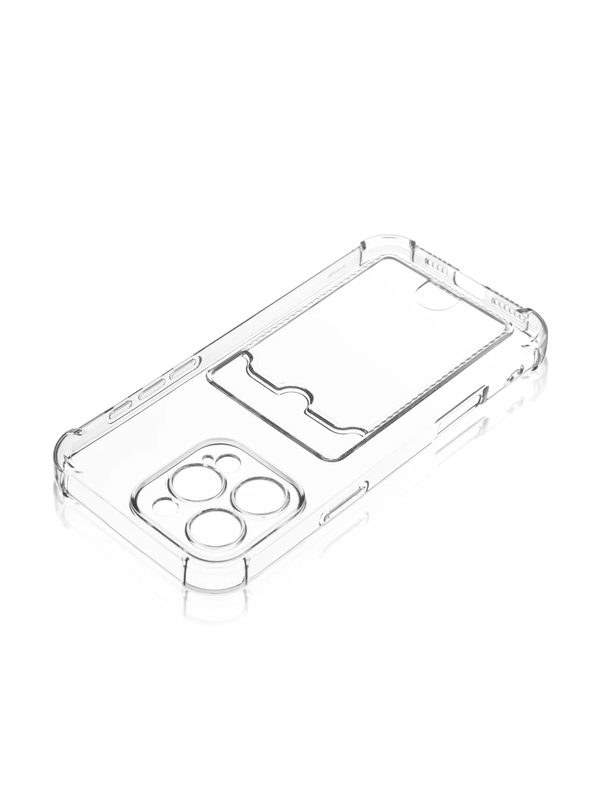 Прозрачный чехол для iPhone 16, Pro, Max, Plus противоударный BROSCORP, карман для карт, защита углов
