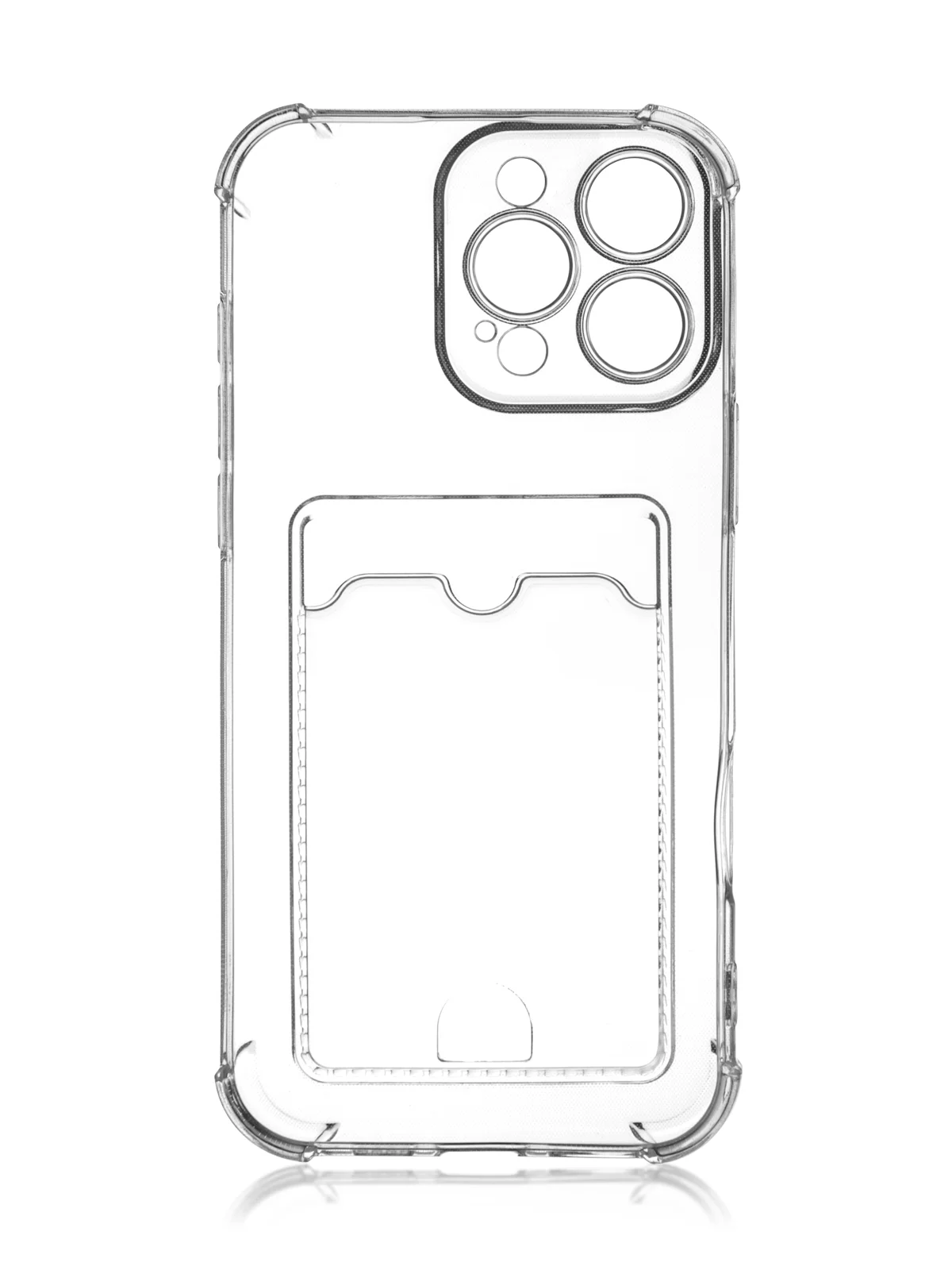 Прозрачный чехол для iPhone 16, Pro, Max, Plus противоударный BROSCORP, карман для карт, защита углов