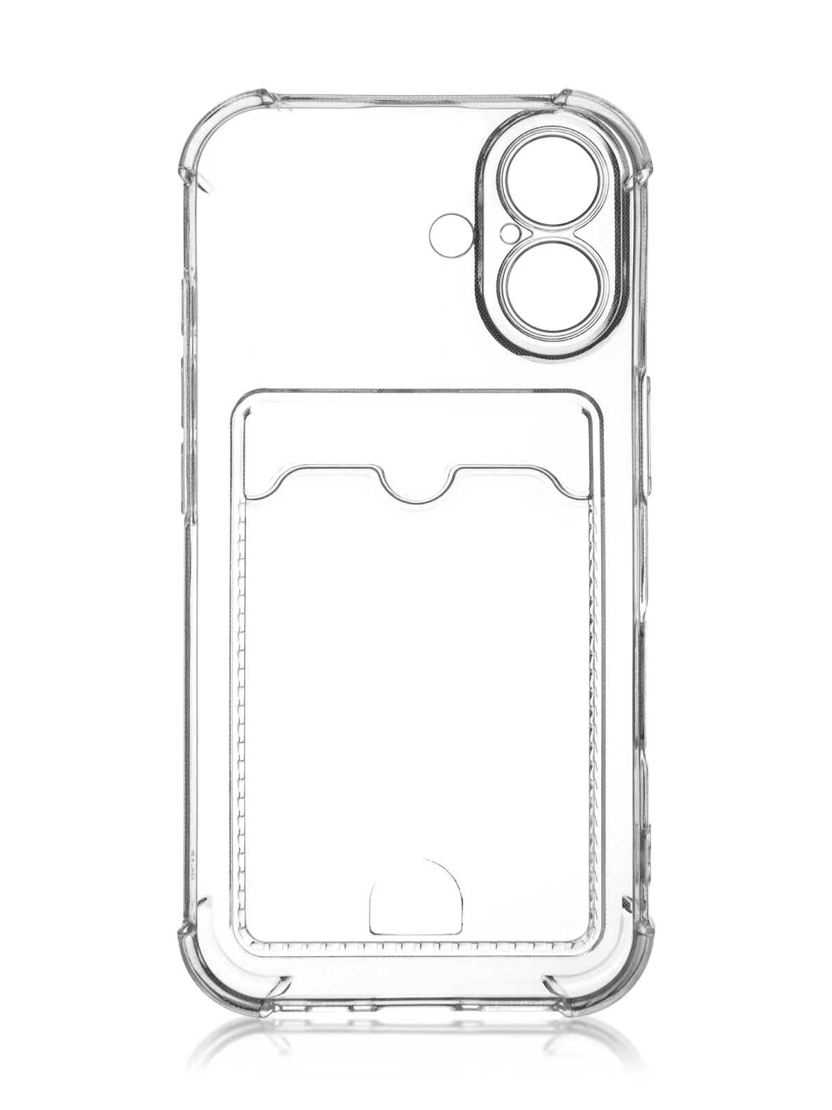 Прозрачный чехол для iPhone 16, Pro, Max, Plus противоударный BROSCORP, карман для карт, защита углов