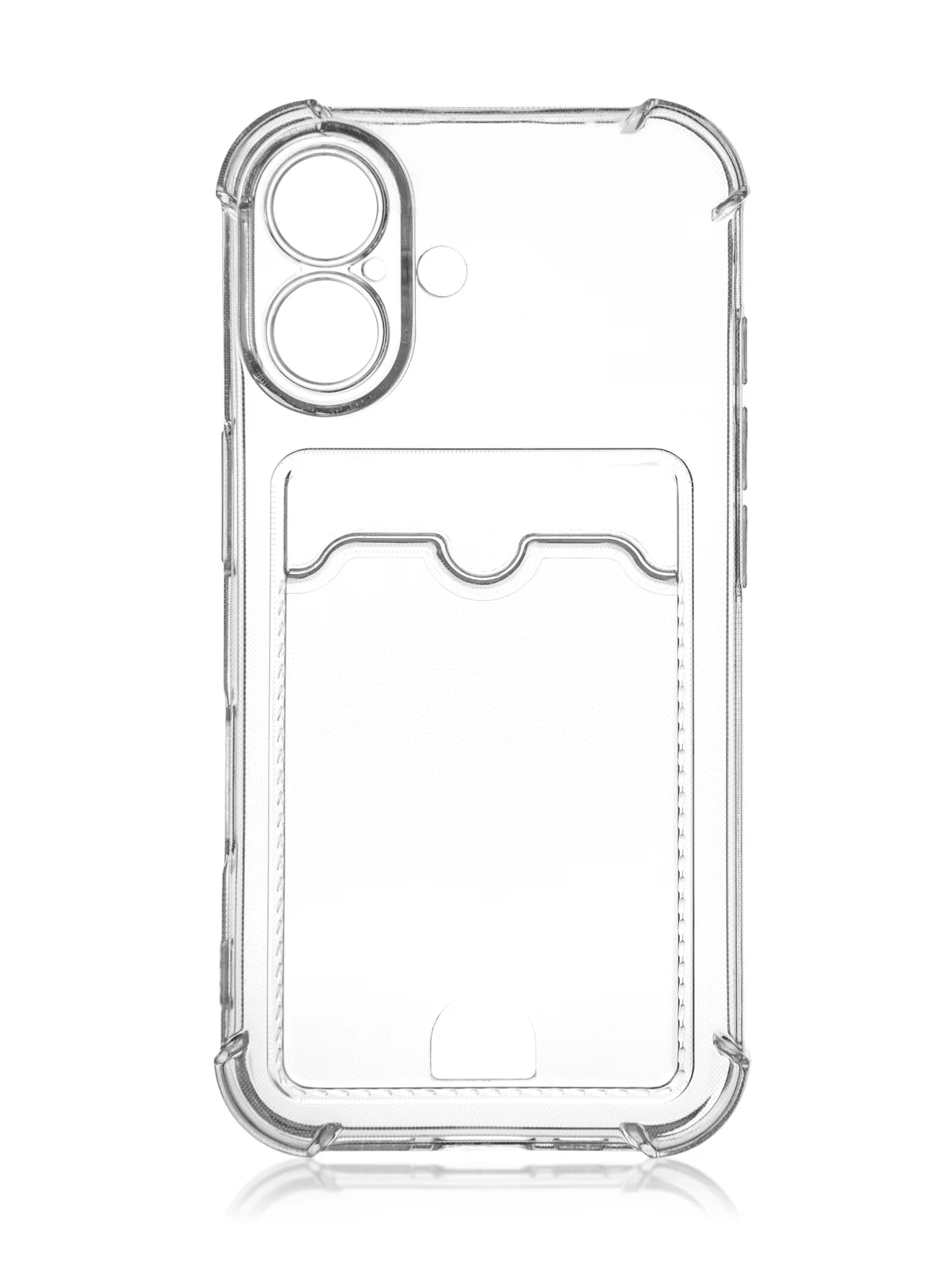 Прозрачный чехол для iPhone 16, Pro, Max, Plus противоударный BROSCORP, карман для карт, защита углов